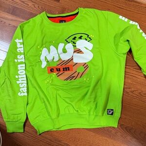 The Museum Fashion is Art Lime Green Graphic Crewneck Sweater